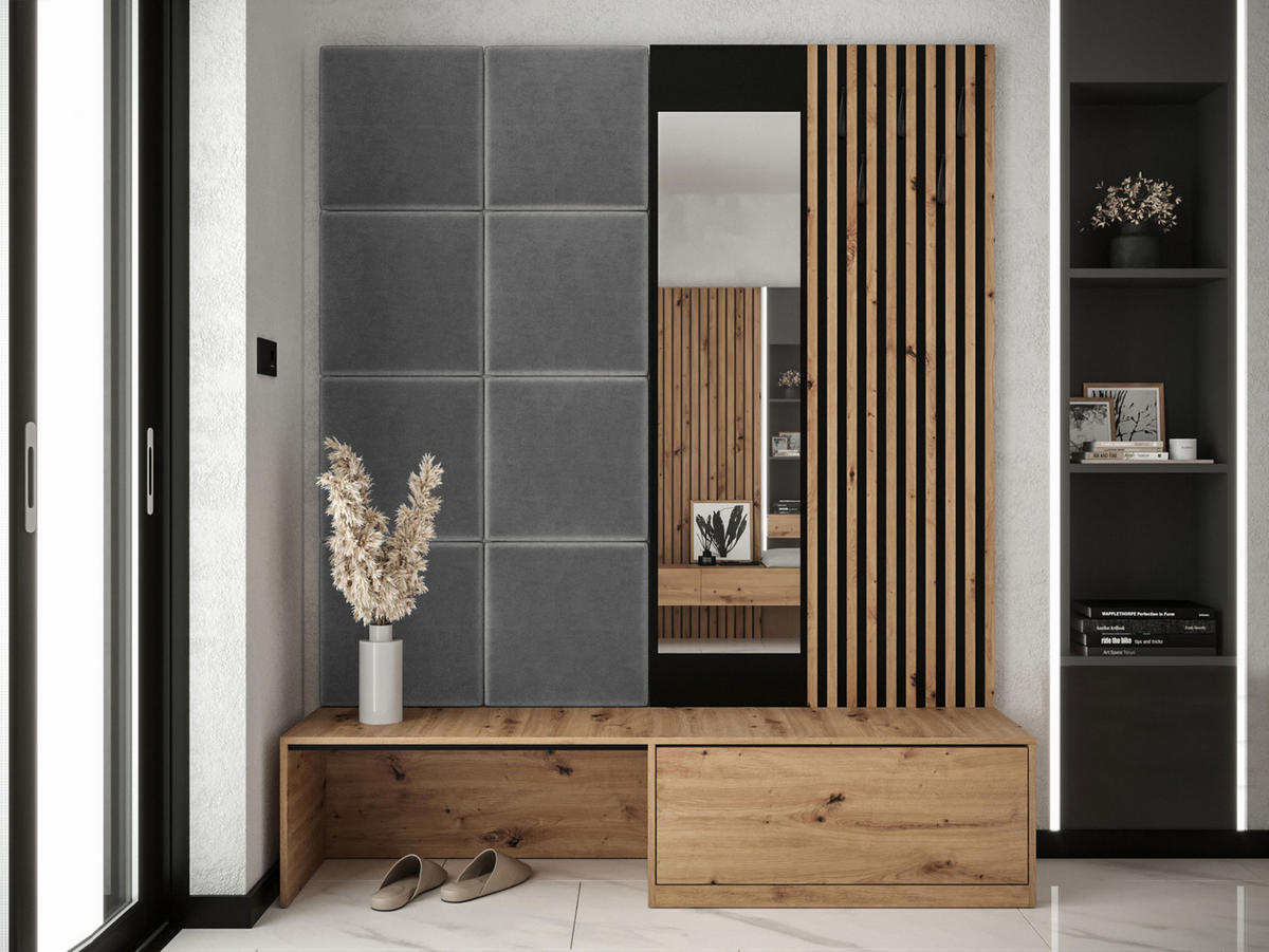 GARDEROBE Premium - Braun/Grau, Holzwerkstoff (172/205/42cm) - MIRJAN24
