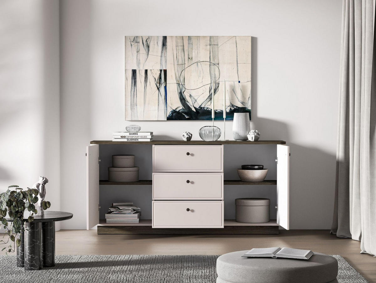 SIDEBOARD Vilavio Kaschmir/Eicheoptik Dunkel 180 cm - Taupe/Dunkelbraun, Holzwerkstoff/Metall (180/85/40cm) - Selsey