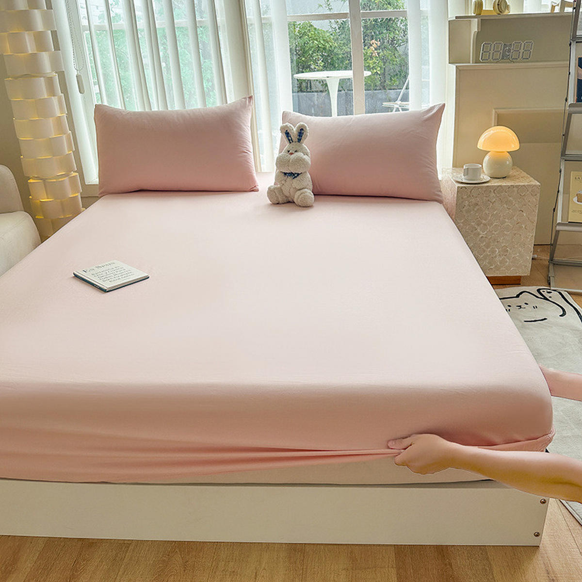 SPANNBETTLAKEN-150*200CM-HELLROSA - Hellrosa, Textil (150/200cm)
