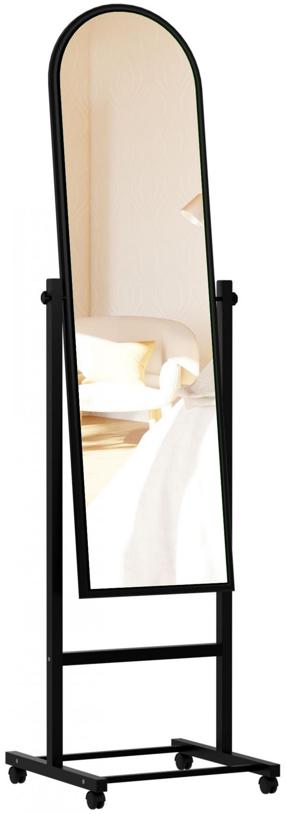 STANDSPIEGEL rund Holz schwarz - Schwarz, Holz (39/151/39cm) - CLP