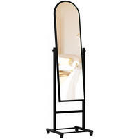 STANDSPIEGEL rund Holz schwarz - Schwarz, Holz (39/151/39cm) - CLP