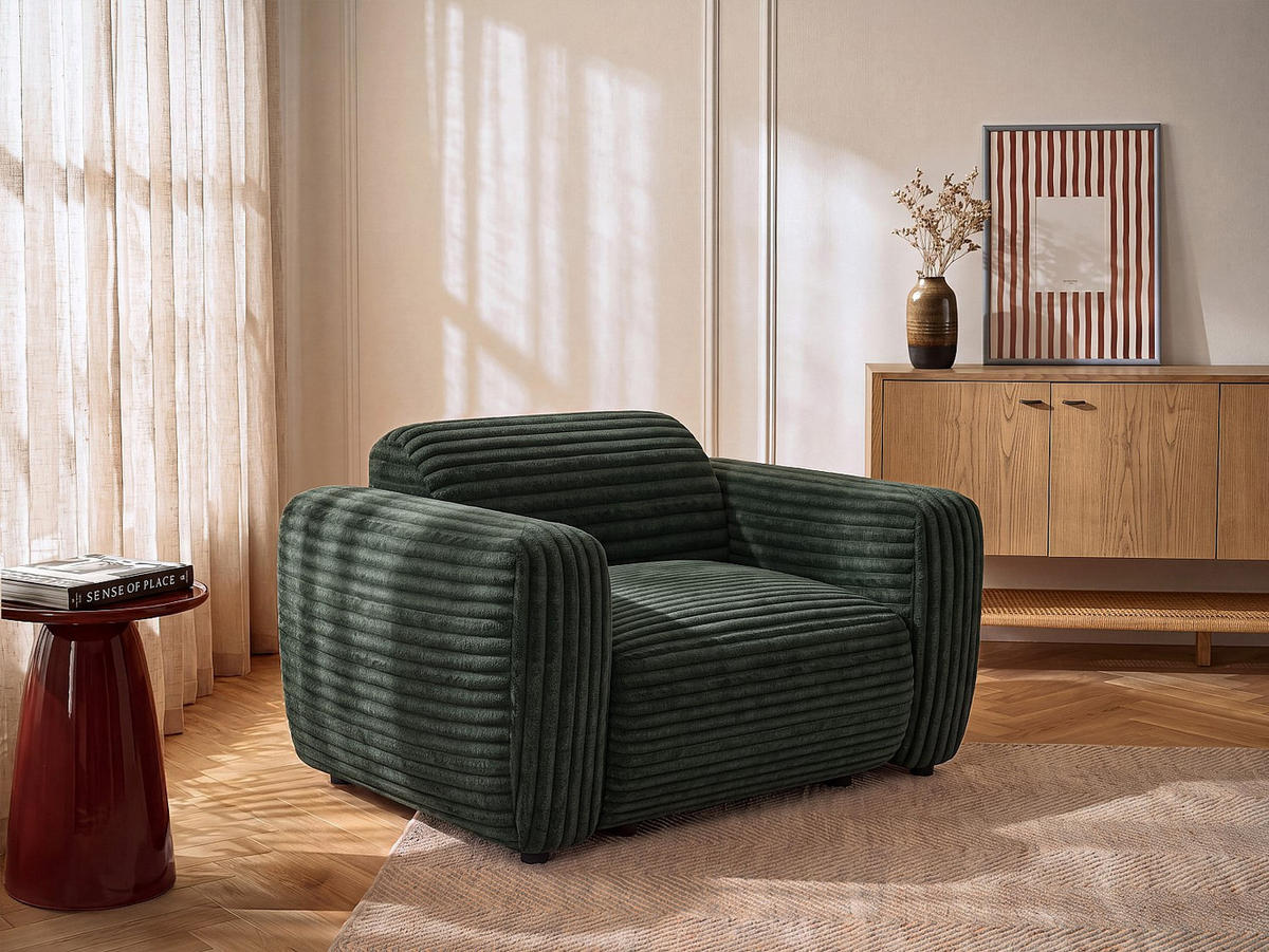 SESSEL mit gerader Rückenlehne - 1 Person - stoff - grün Pogni - Grün, Textil (130/67/97cm) - Vente-Unique