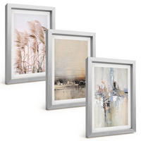 BILDER SET 3er Set - 20x30 cm Silberner Rahmen - Abstrakte Vegetationsmuster - Silberfarben, Kunststoff (20/30cm) - TULUP