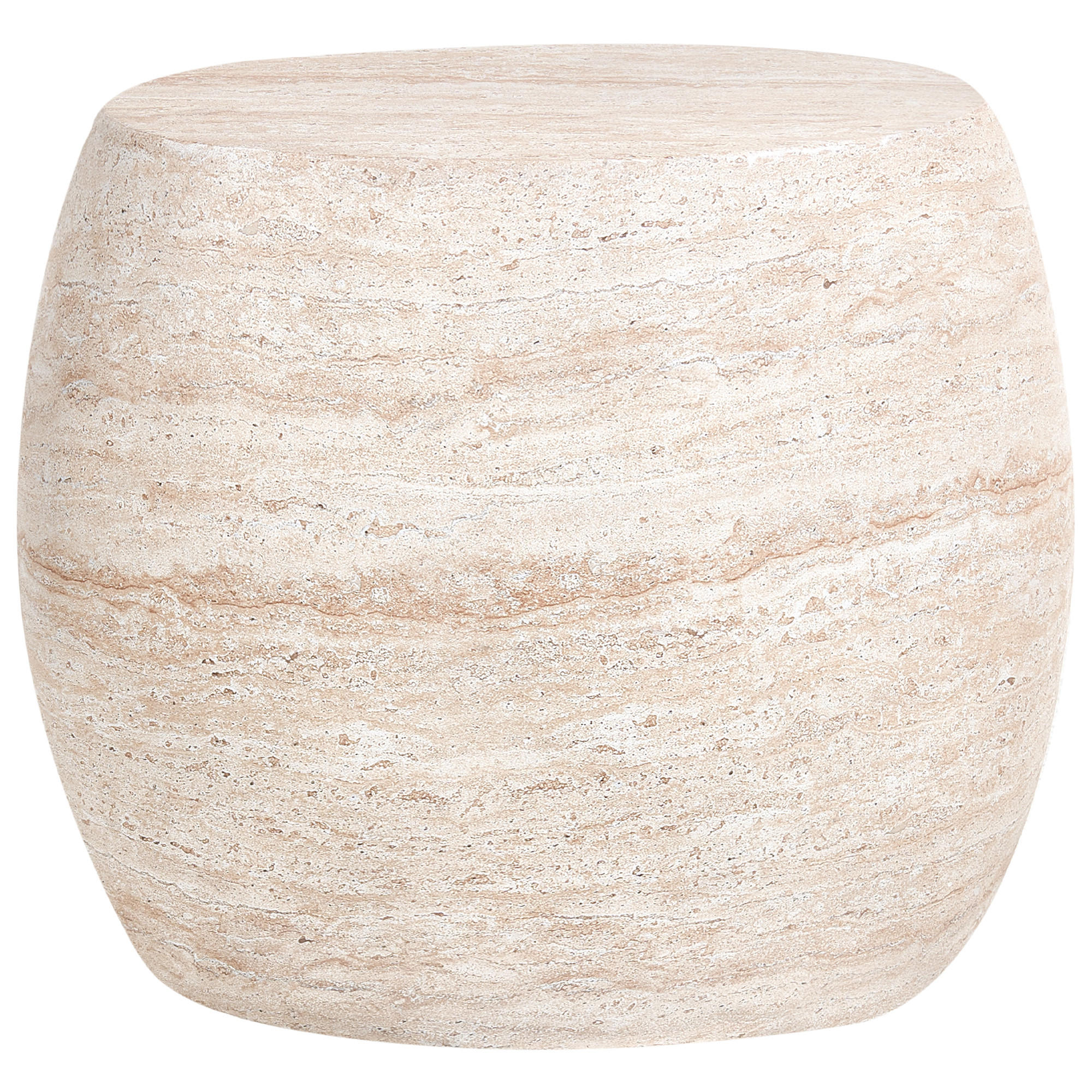 BEISTELLTISCH 40/58 cm Travertinoptik Ricadi - Beige, Keramik (40/58/52cm) - Beliani