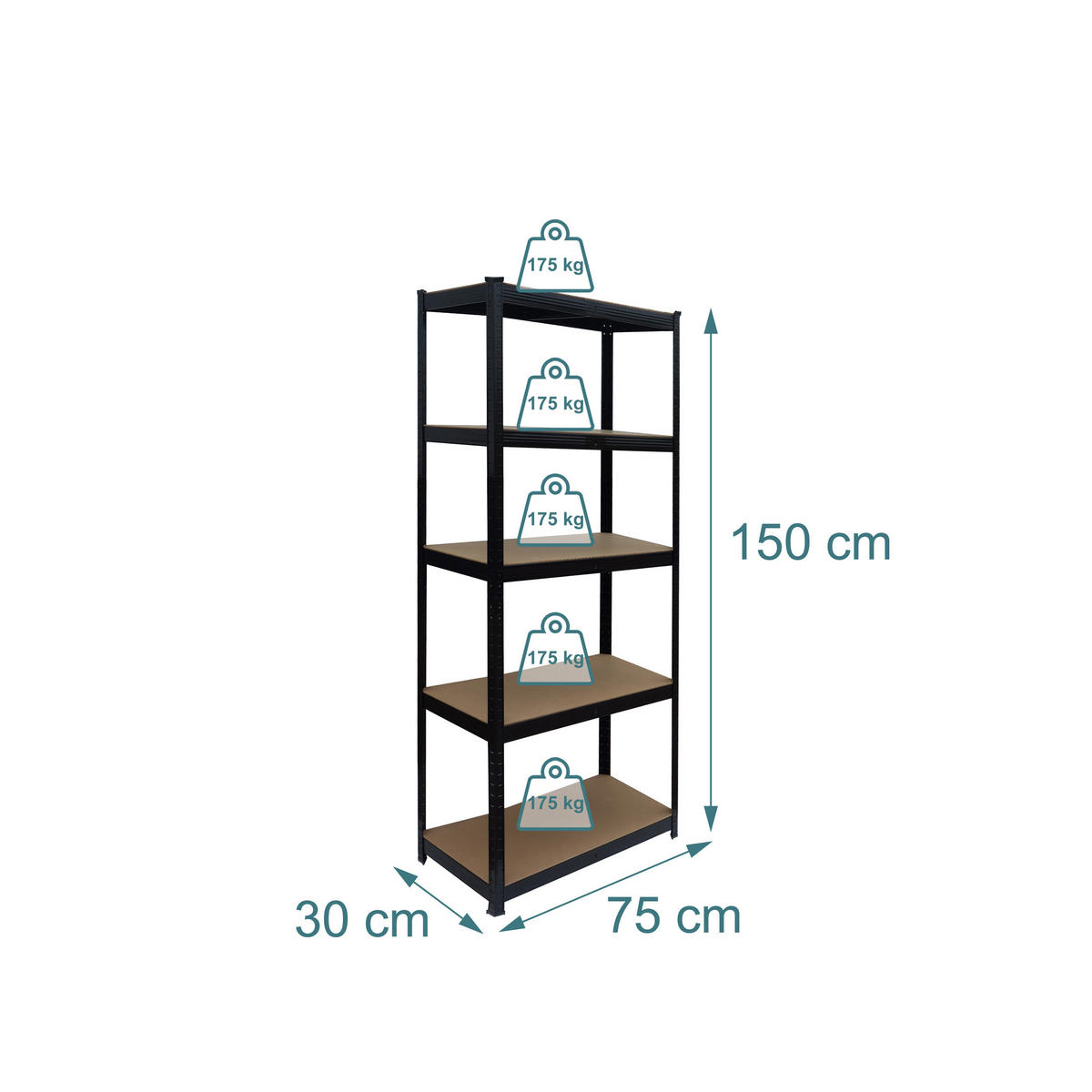 SCHWERLASTREGAL - Multicolor, Holzwerkstoff/Kunststoff (75/150/30cm) - Relaxdays