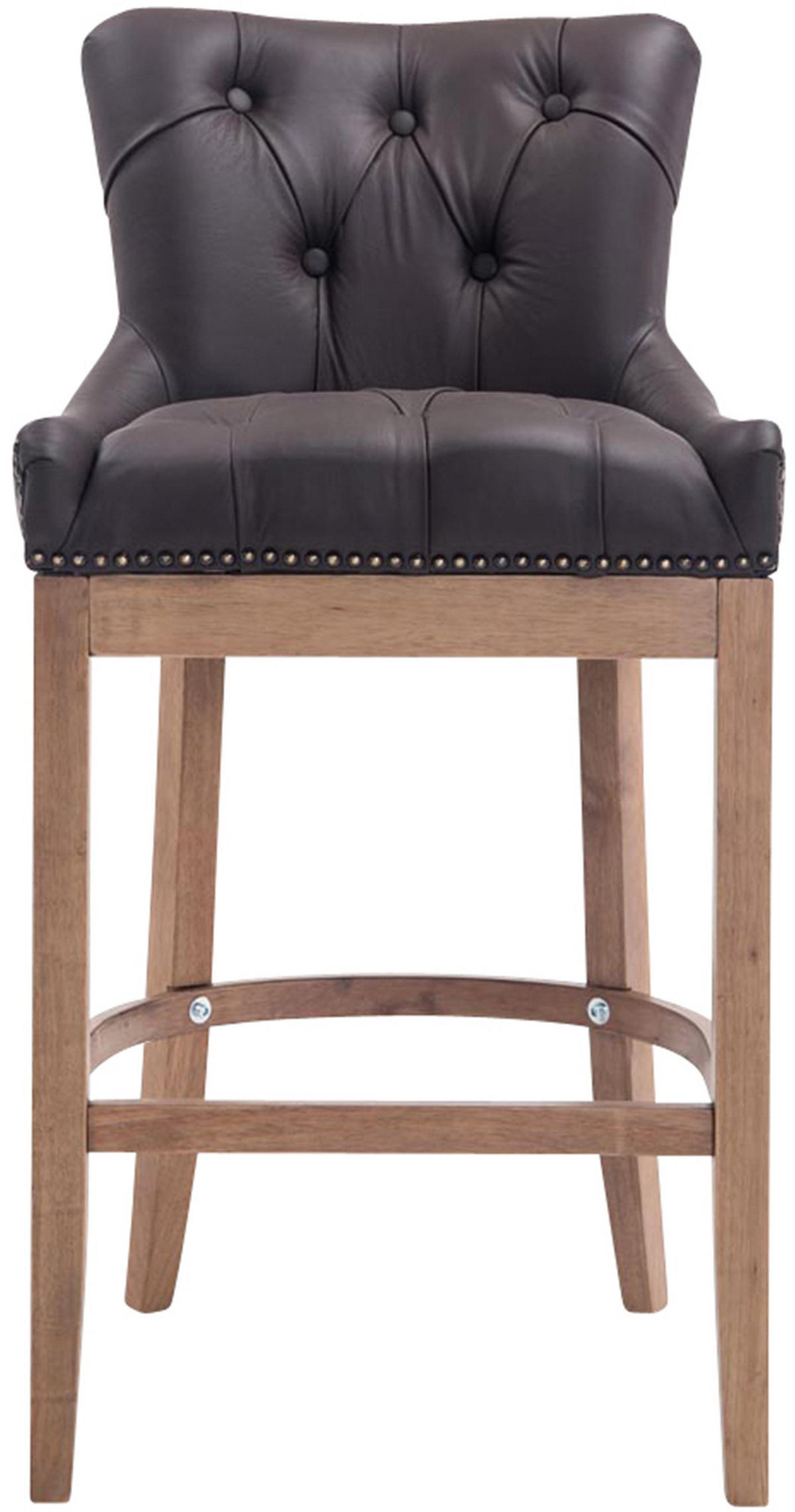 BARHOCKER Echtleder braun - Naturfarben/Braun, Leder/Holz (55/109/57cm) - CLP