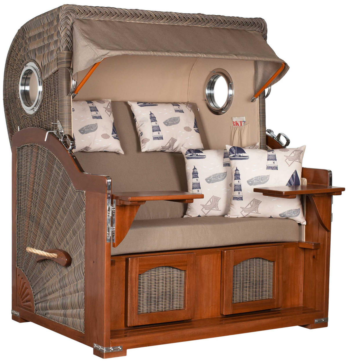 STRANDKORB XXL Düne Grande 2,5 Sitzer - Taupe/Braun, Metall (142/170/95cm) - Mr. Deko