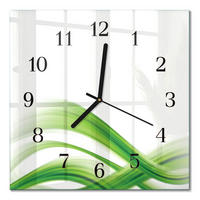 WANDUHR 30x30 cm - Abstrakte Welle - Grün, Glas (30/30/0.4cm) - TULUP