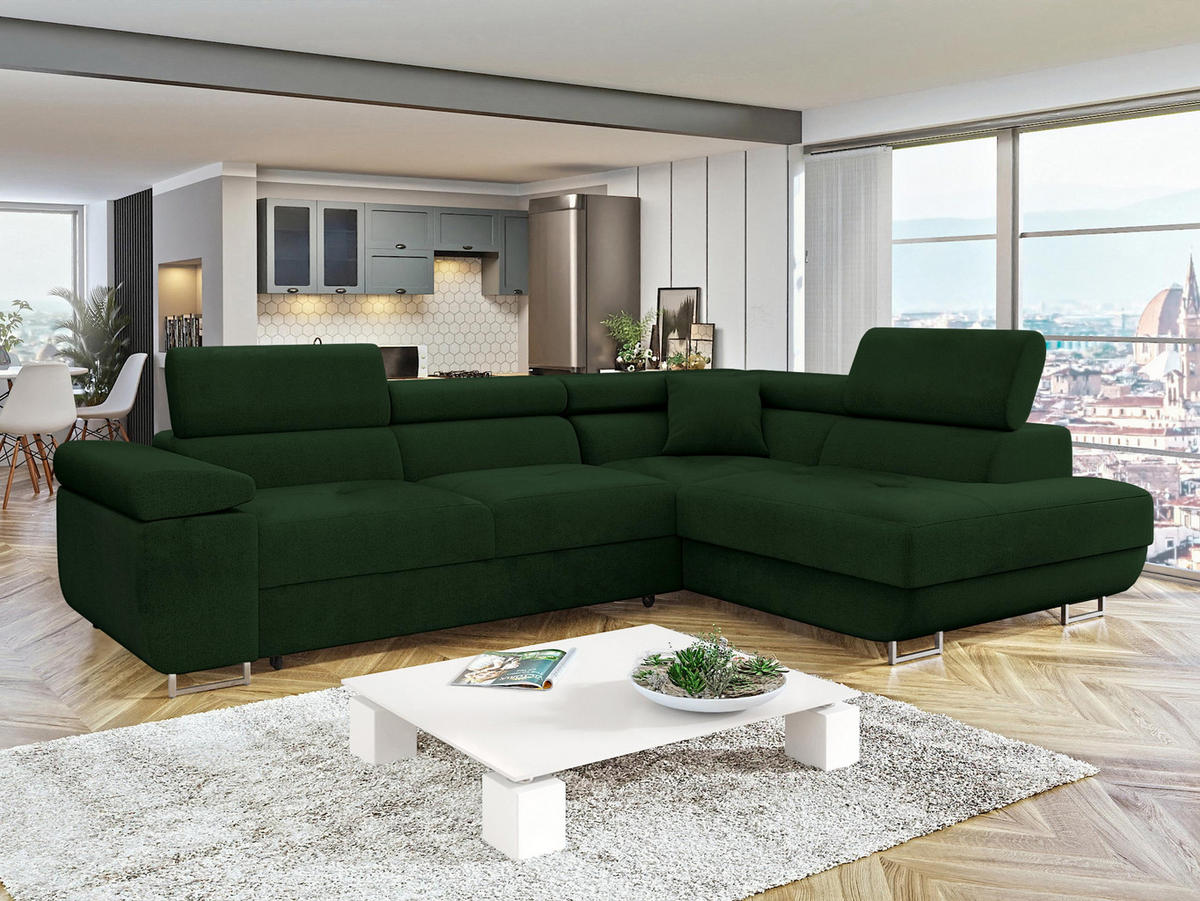 ECKSOFA Torezio, Seite: Rechts - Grün, Holz/Textil (274/203cm) - MIRJAN24