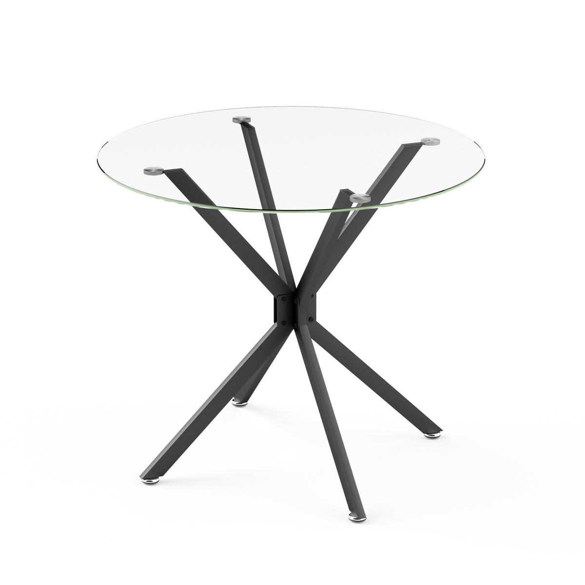 ESSTISCH in Metall，Glas-Tischplatte – 90 cm - Transparent/Schwarz, Glas/Metall (90/90/78cm) - KOMHTOM