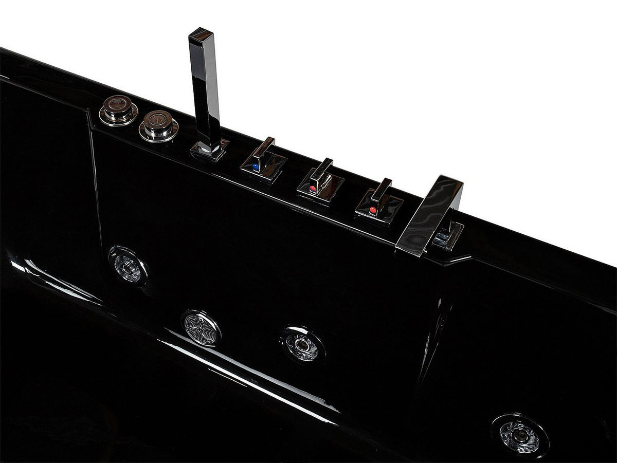 WHIRLPOOL Eckwanne mit Hydromassage - 1 Person - 263 L - Ecke Links - Schwarz - ARIA - Schwarz, Glas (170/57/80cm) - Vente-Unique