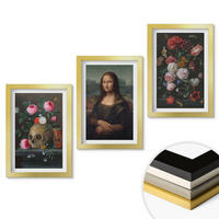 WANDBILDER 3er Set - 20x30 cm Goldrahmen - Blumenschädel-Porträt Mona Lisa - Goldfarben, Kunststoff (20/30cm) - ArtPrintCave