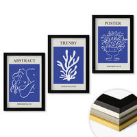 WANDBILDER 3er-Set - 20x30 cm Schwarzer Rahmen - Stilvolle blaue Poster - Schwarz, Kunststoff (20/30cm) - ArtPrintCave