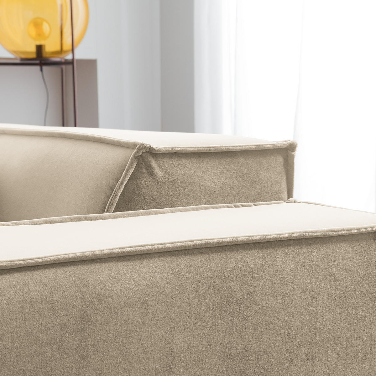 ECKSOFA mit Longchair - Beige/Schwarz, Kunststoff/Textil (294/177cm) - home24