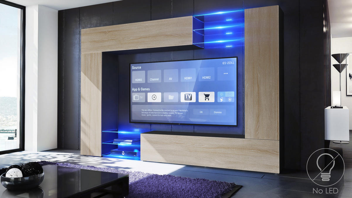 WOHNWAND Mirage Front in Eiche sägerau - Eiche San Remo, Holzwerkstoff (262/182.5/39cm) - Vladon