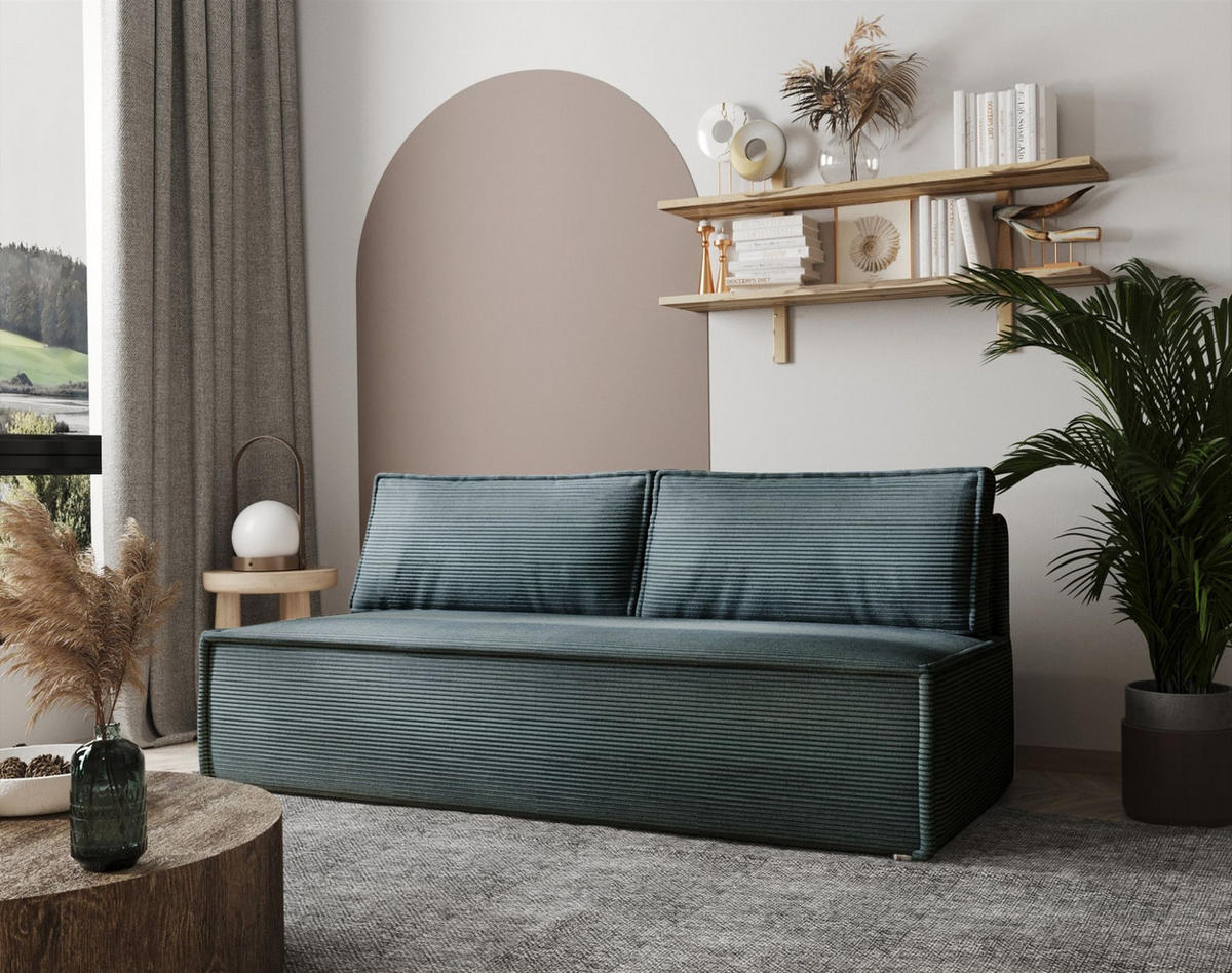 SCHLAFSOFA Amanda In Zoom - Blau, Holzwerkstoff/Textil (200/89/100cm) - Fun Möbel