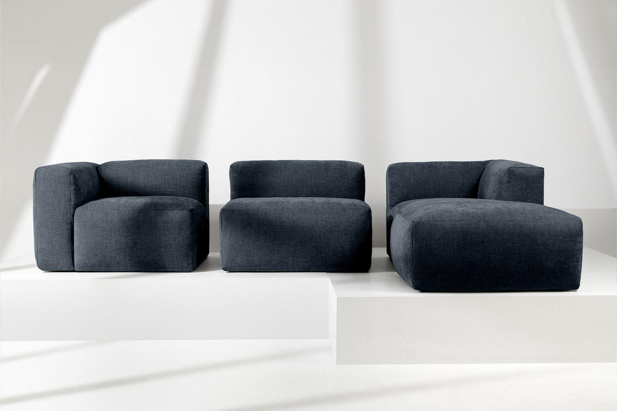 ECKMODULSOFA-RECHTS BUFFO mit extrem weicher und bequemer Sitzfläche, Gewebestoff, dunkelblau - Dunkelblau, Textil (297/180cm) - KONSIMO®