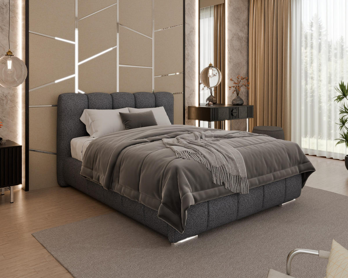 POLSTERBETT Zaira 140x200cm – Elegantes Polsterbett für modernen Wohnstil , ohne matratze, Graphitfarben - Graphitfarben, Holz (120/200cm) - Homesy