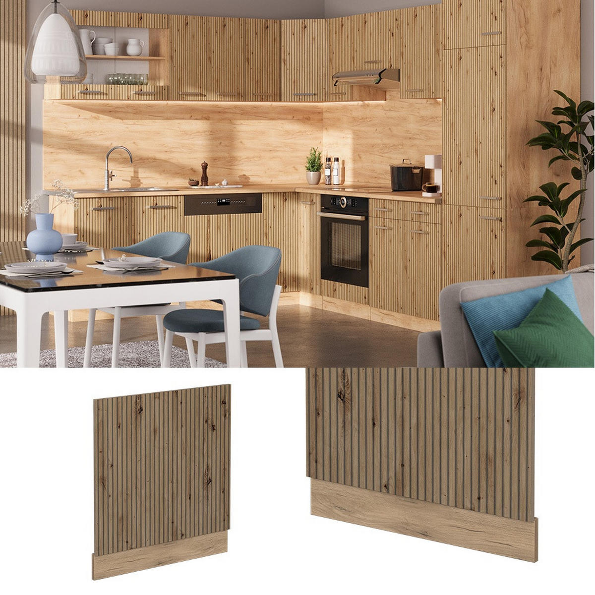 PREDNÝ PANEL R-Line Remeselný dub 60 cm , AP Oak - dub medový/dub artisan, kompozitné drevo (60/57.2/1.6cm) - Vicco