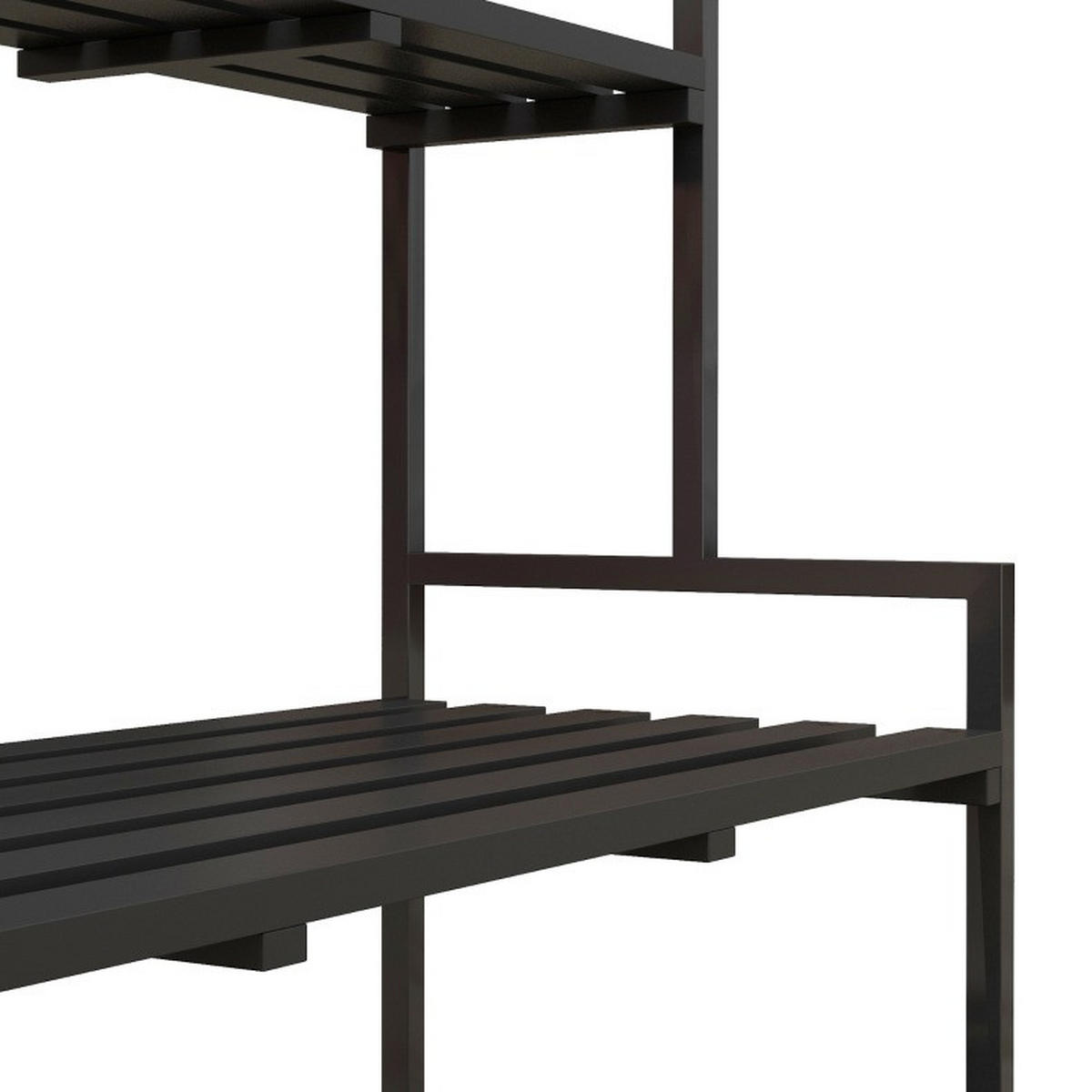 GARTENREGAL aus Metall 110x50x170 cm Schwarz mit 3 Ebenen & 6 Haken - Schwarz, Metall (50/170/110cm) - Modfu