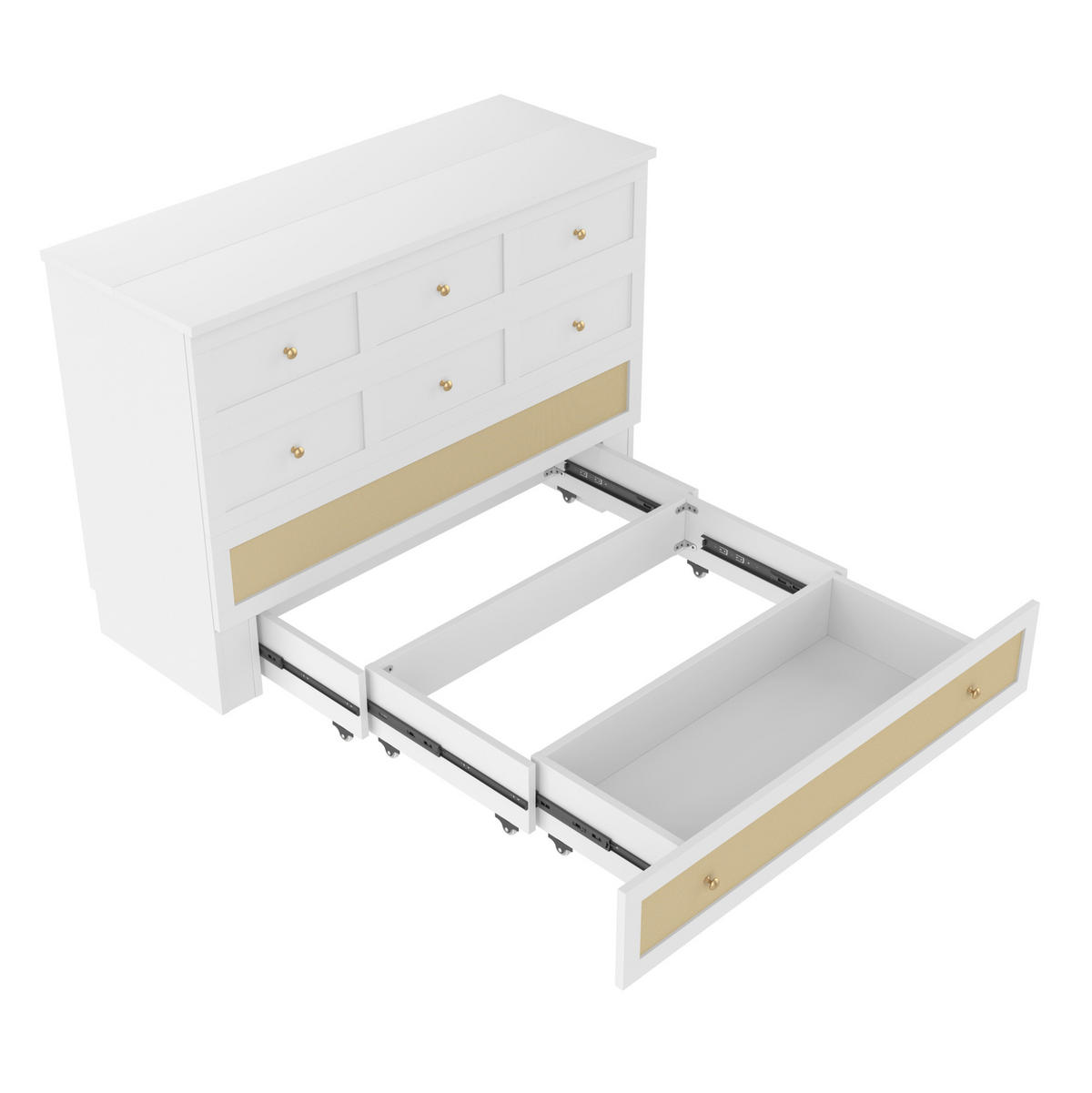 SCHRANKBETT 140/200 cm Weiß mit Schubladen und USB-Anschluss - Weiß, Holzwerkstoff (140/200cm) - OKWISH