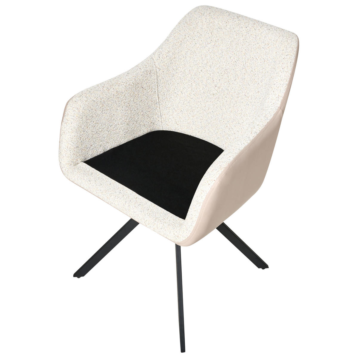 ESSZIMMERSTUHL 2er-Set Hellbeige Lithia - Beige/Schwarz, Textil (58/86/63cm) - Beliani