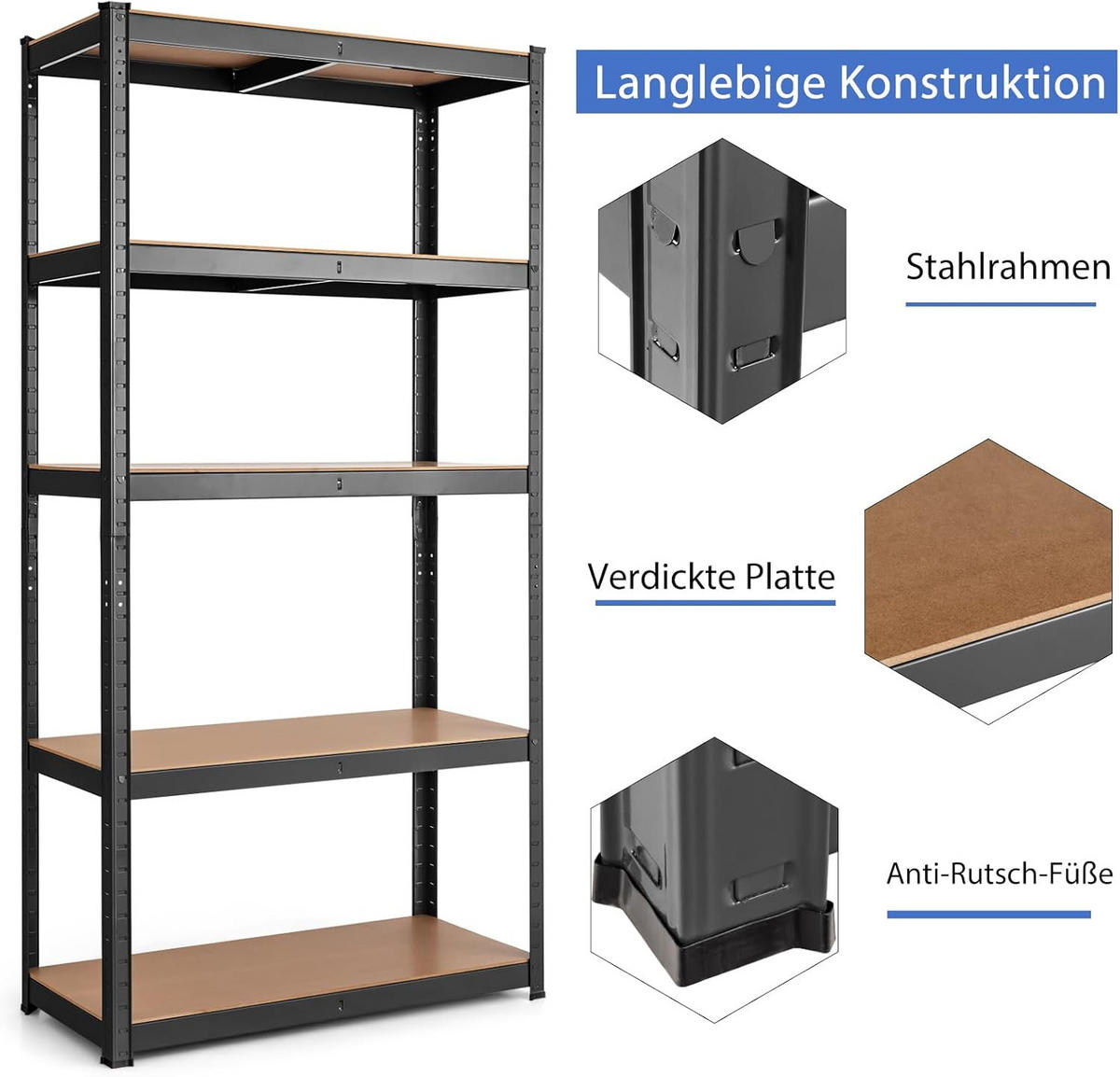 LAGERRGAL Čierny - čierna, drevo (30/150/75cm) - COSTWAY