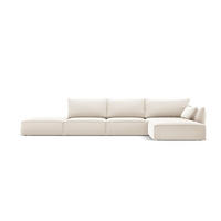 ECKSOFA rechts Kaelle aus Samt leichtes beige 5 Sitzplätze - Creme, Textil (171/364cm) - Micadoni