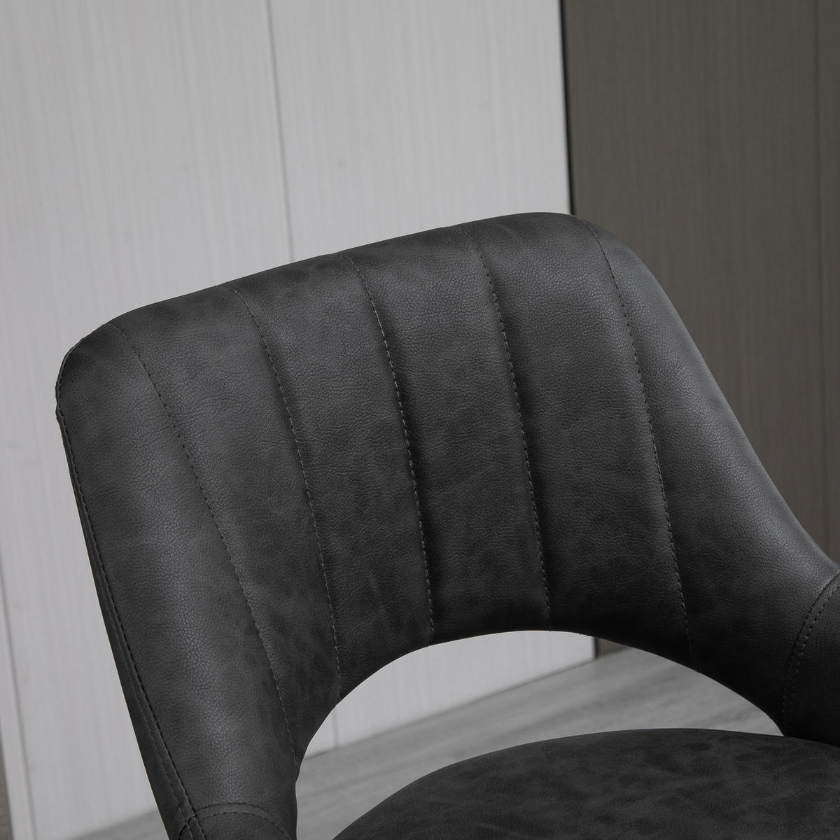 BARHOCKER 2er-Set Grau 52.0/47.0/109.0 cm - Grau, Leder (47/109/52cm)