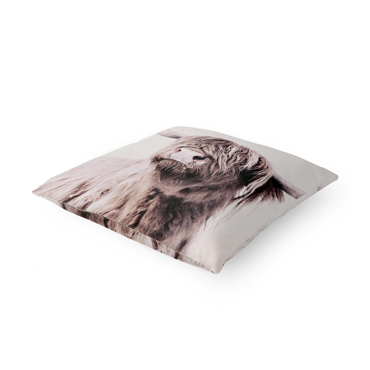 KISSENBEZUG Hochlandrind Frida in Beige 40/40 cm - Eichefarben, Textil (40/40cm) - Bilderwelten