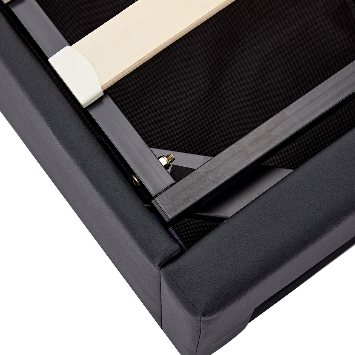 POLSTERBETT 90/200 cm Schwarz mit USB-Anschluss und LED-Beleuchtung - Schwarz, Kunststoff (90/200cm) - OKWISH