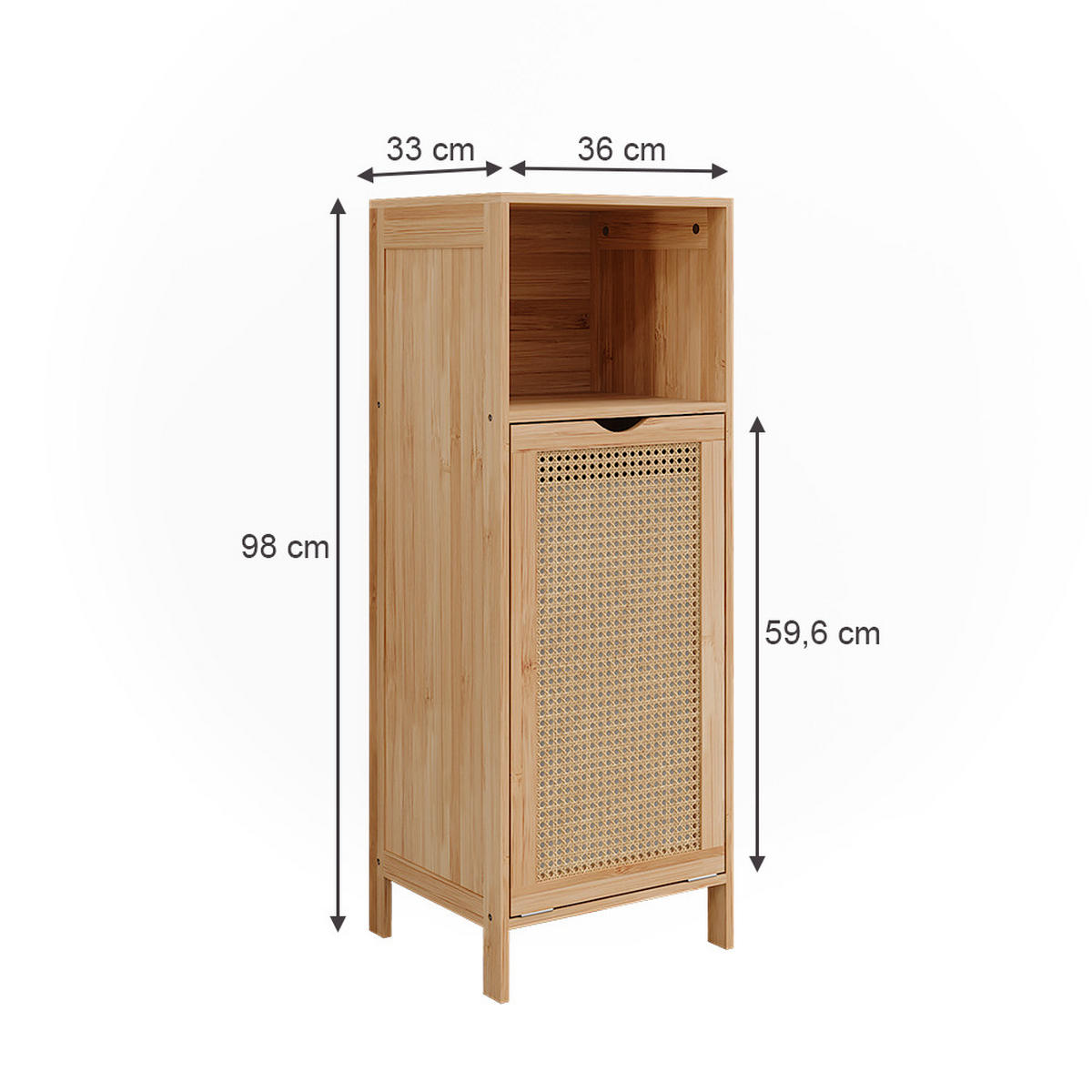 BADSCHRANK Liora Bambus 36 x 98 cm - Grün, Holzwerkstoff (36/98/33cm) - Vicco