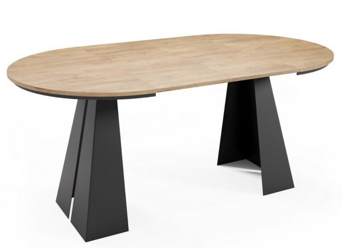 TISCH Schwarz Frega Ausziehbar - Eichefarben/Schwarz, Holzwerkstoff (176/100/76cm) - Sepro Meble