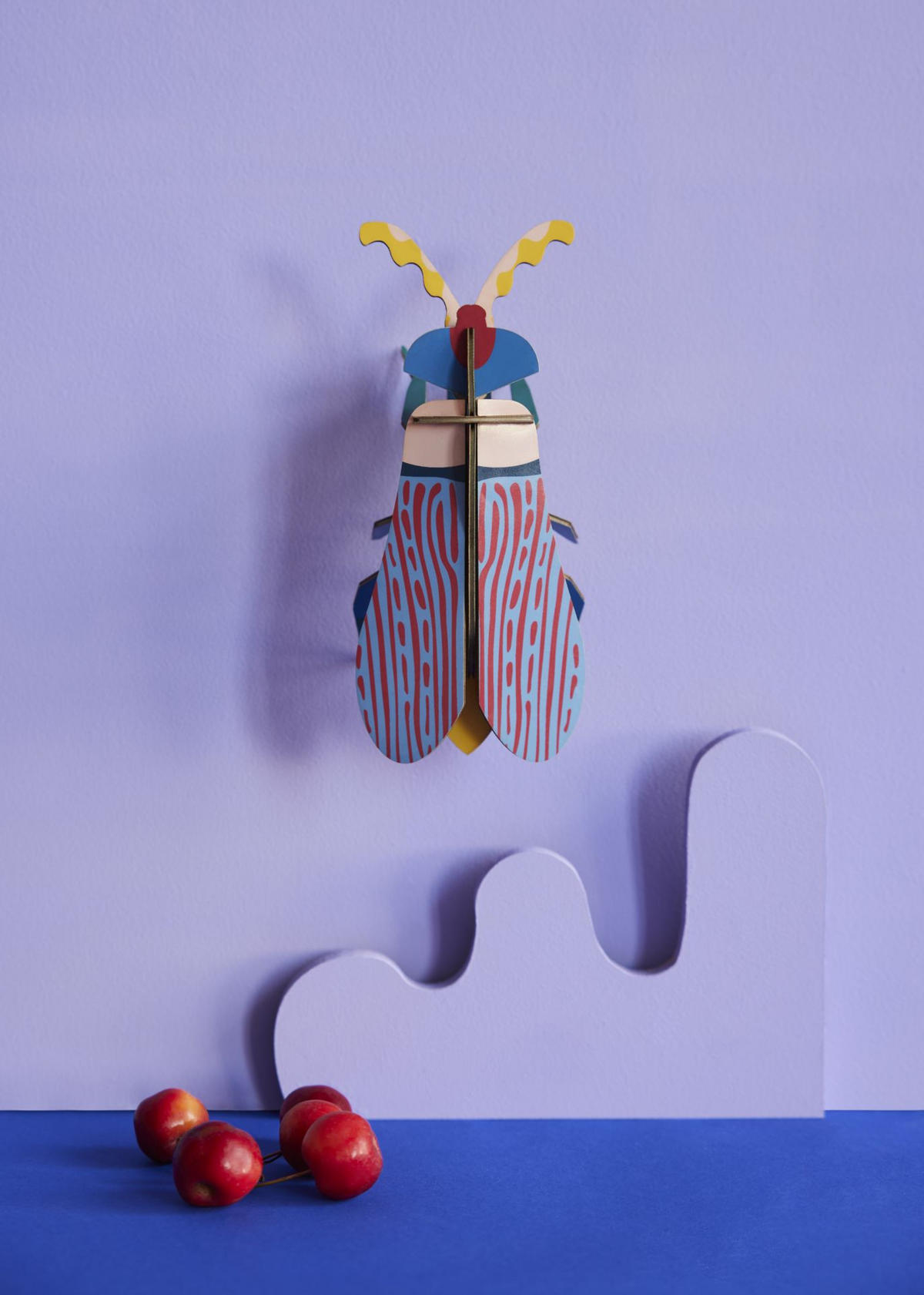 WANDDEKO Gestreifter Käfer 5/16 cm - Multicolor, Wellpappe (5/16/9cm) - KUNSTLOFT