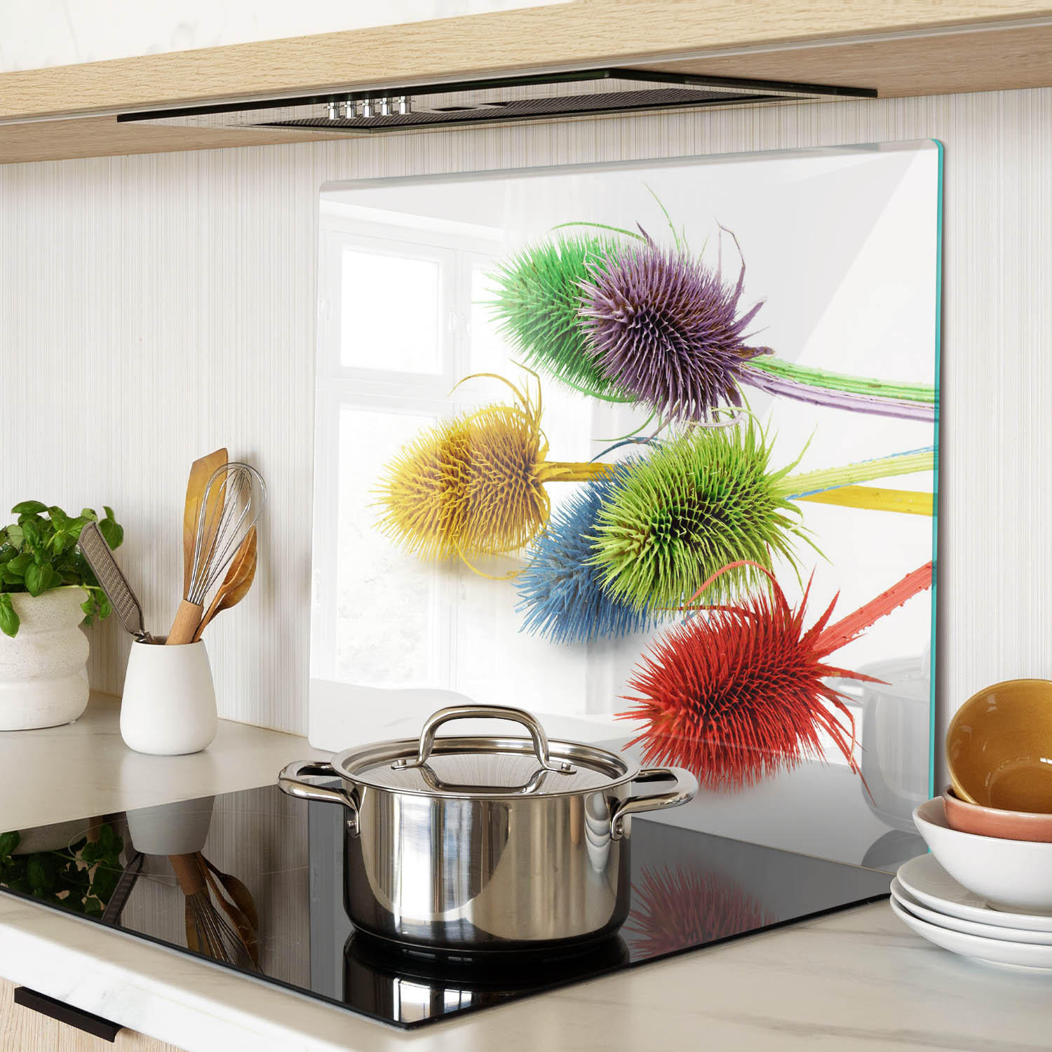 GLASPLATTE 60x52 cm Distel - Multicolor, Glas (60/0.4/52cm) - TULUP