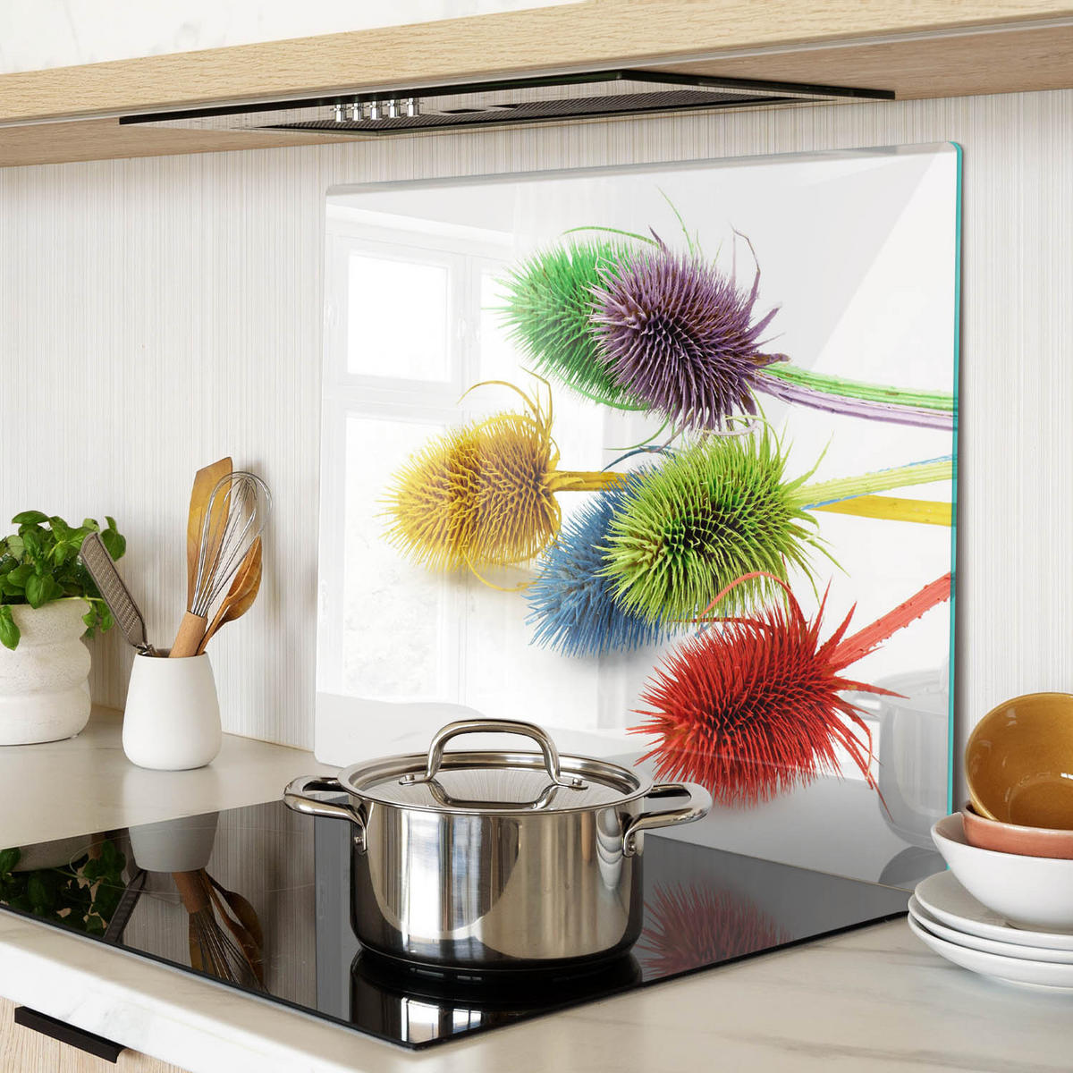 GLASPLATTE 60x52 cm Distel - Multicolor, Glas (60/0.4/52cm) - TULUP