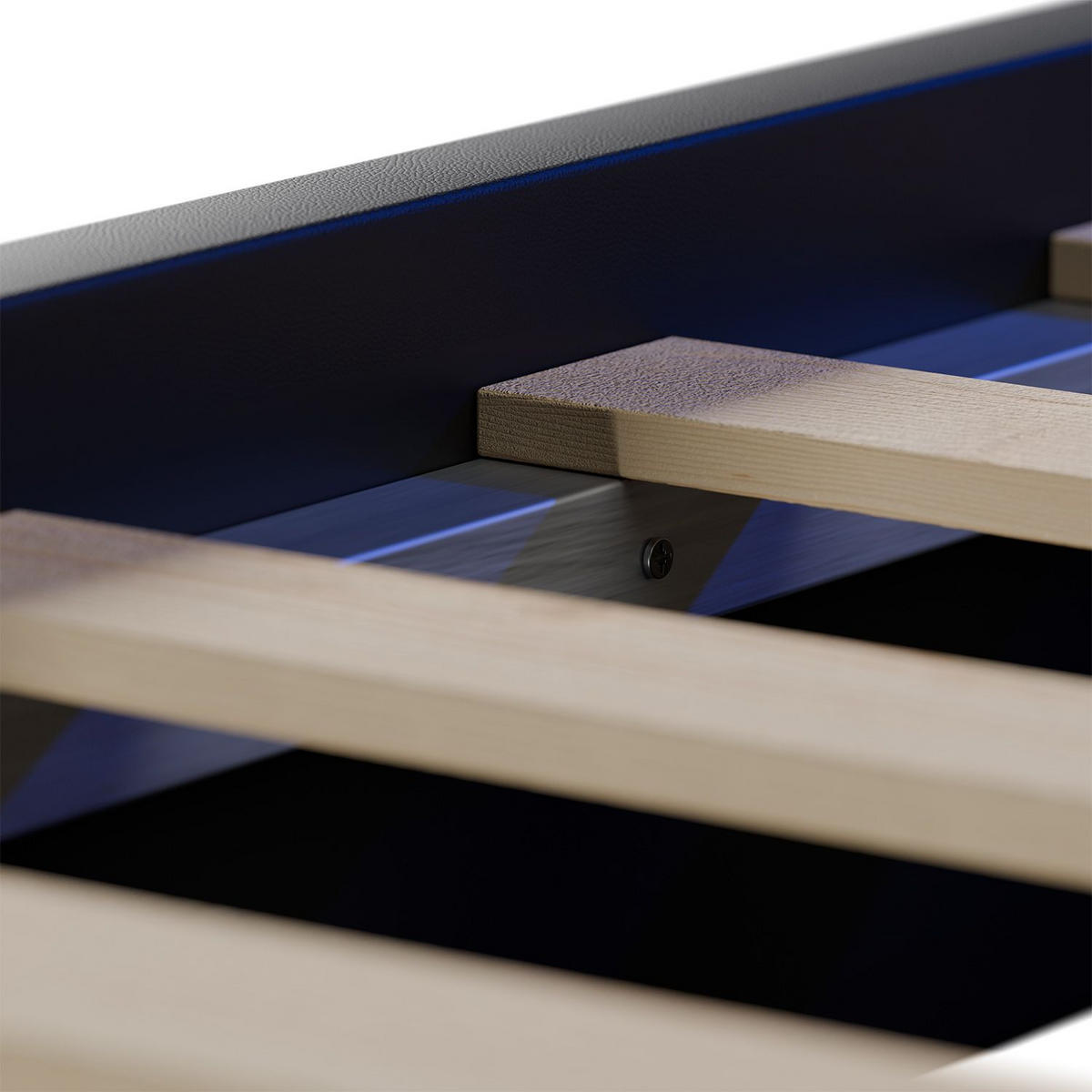 POLSTERBETT Paris mit LED schwarz 90x200cm - Schwarz, Holz (90/200cm) - Juskys