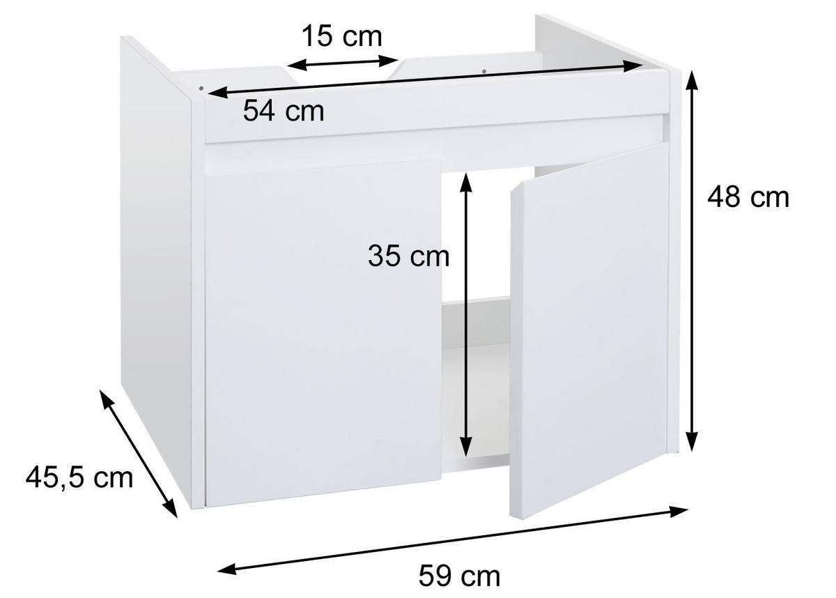 WASCHBECKENUNTERSCHRANK Weiß - Weiß, Holzwerkstoff (59/48/45cm) - MCW