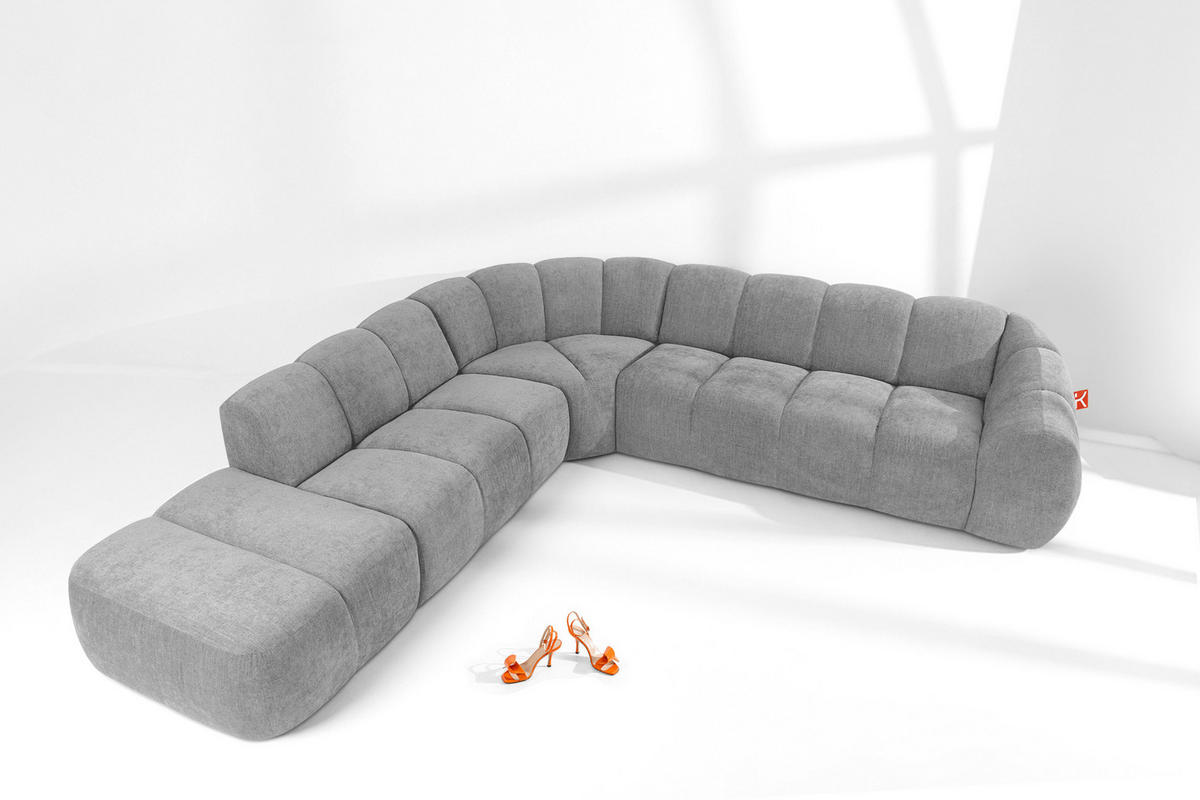 ECKSOFA LINKS FLAVA, hell Aschgrau - Hellgrau, Holz/Holzwerkstoff (310/314cm) - KONSIMO®