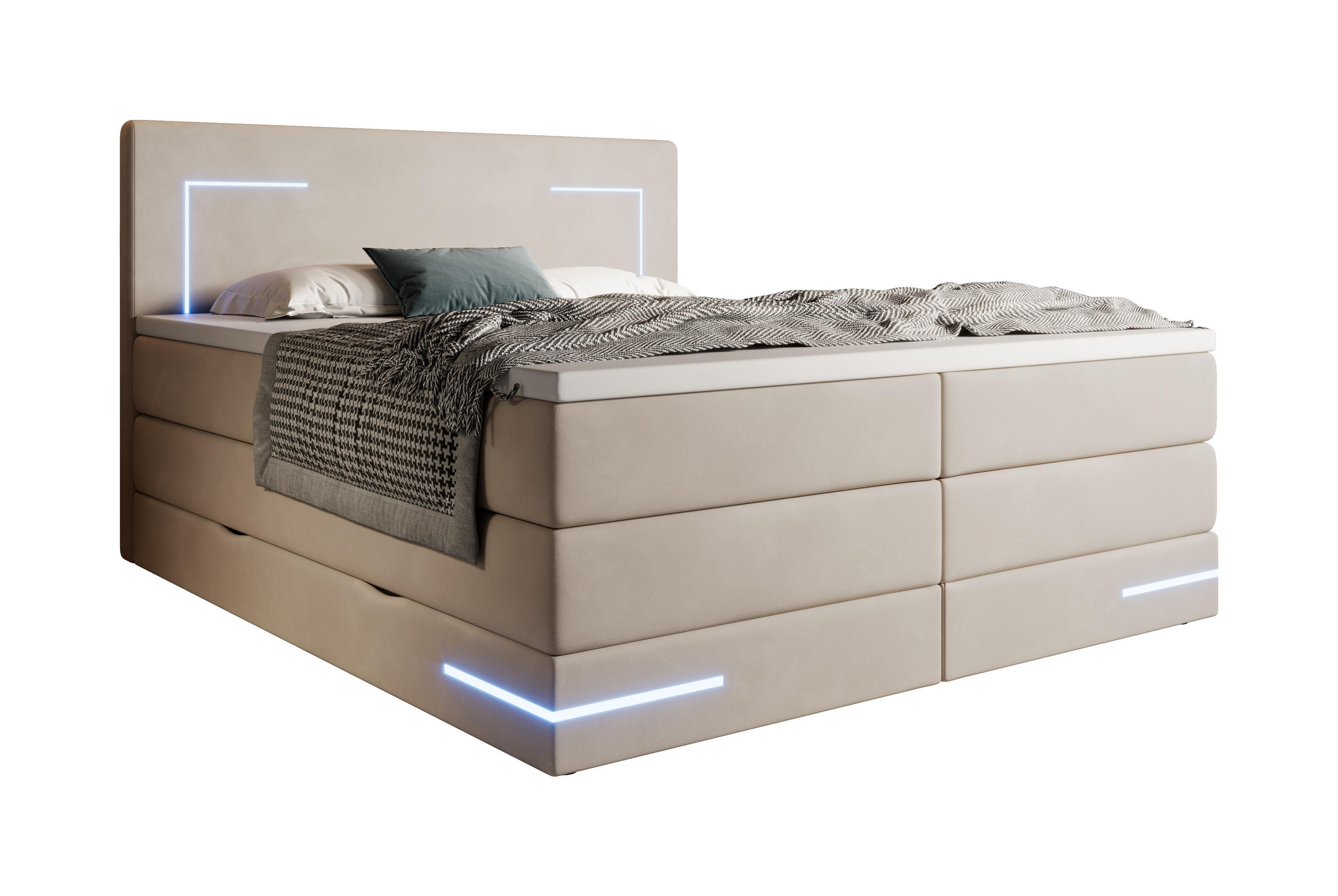 wonello Boxspringbett Beige 200x200 cm