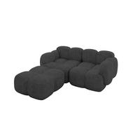 ECKSOFA modulares Sofa Links Miko-L1 214x205x75 Dunkelgrau Velours - Dunkelgrau/Schwarz, Holzwerkstoff/Kunststoff (214/205cm) - ALTDECOR