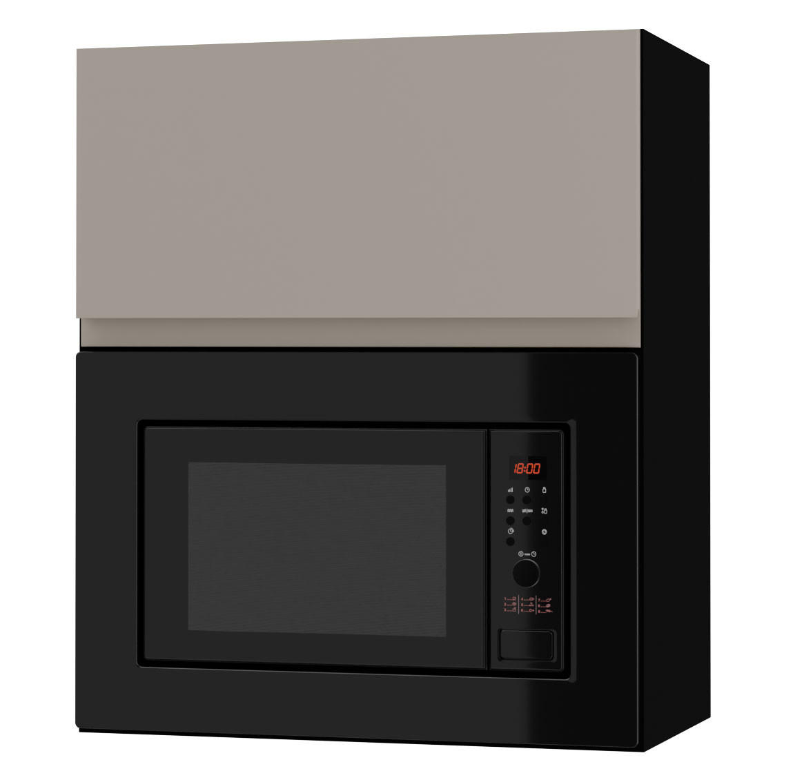 MIKROWELLENUMBAUSCHRANK Avellino W2MK/60 cashmere Acryl matt / Schwarz 60 / 32,5 / 72cm - Beige/Schwarz, Holz/Holzwerkstoff (60/72/32.5cm) - Feldmann-Wohnen