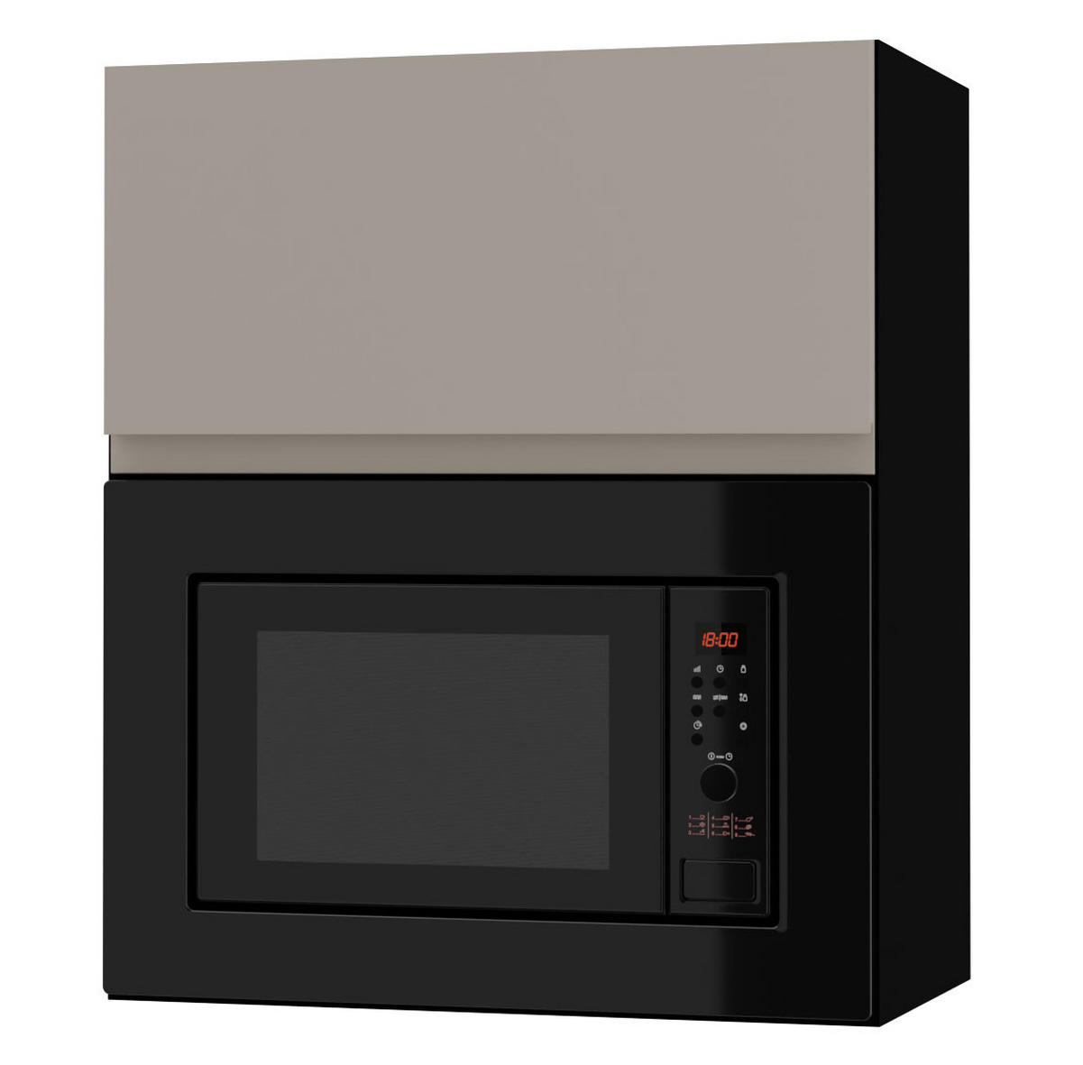 MIKROWELLENUMBAUSCHRANK Avellino W2MK/60 cashmere Acryl matt / Schwarz 60 / 32,5 / 72cm - Beige/Schwarz, Holz/Holzwerkstoff (60/72/32.5cm) - Feldmann-Wohnen