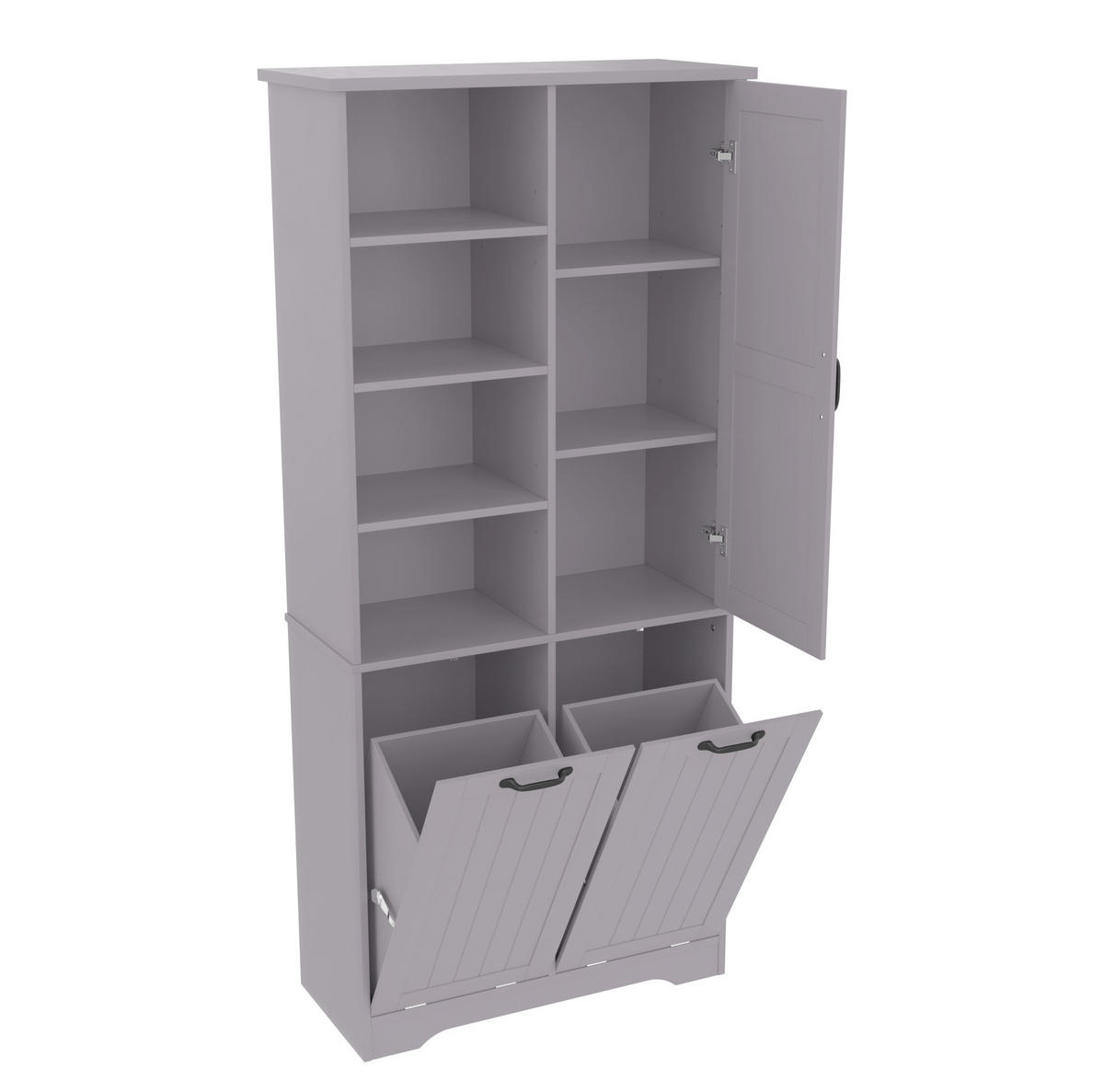 HOCHSCHRANK 78/35/172,7 cm aus MDF mit feuchtigkeitsbeständiger Lackierung und 2 Wäschekörben Grau - Grau, Holzwerkstoff (78/172.7/35cm) - Modenvie