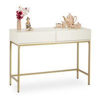 KONSOLENTISCH Gold Weiß 2 Schubladen - Multicolor, Holzwerkstoff/Metall (40/110.5/80.5cm) - Relaxdays