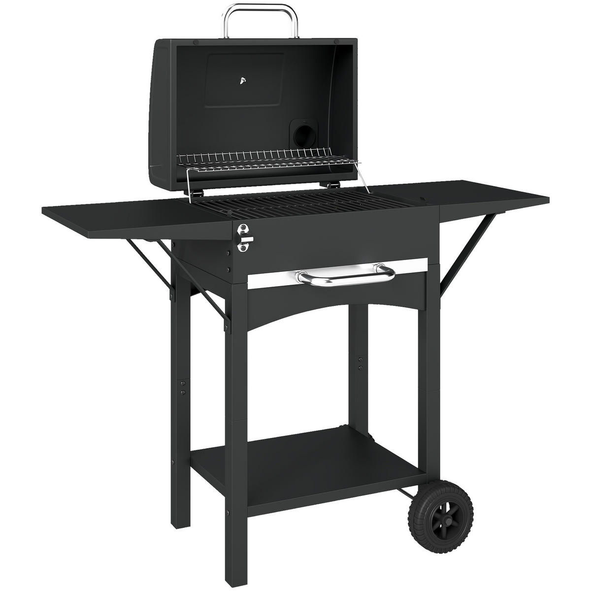 SMOKERGRILL Metall Schwarz - Schwarz, Metall (46.5/101/110cm) - Outsunny