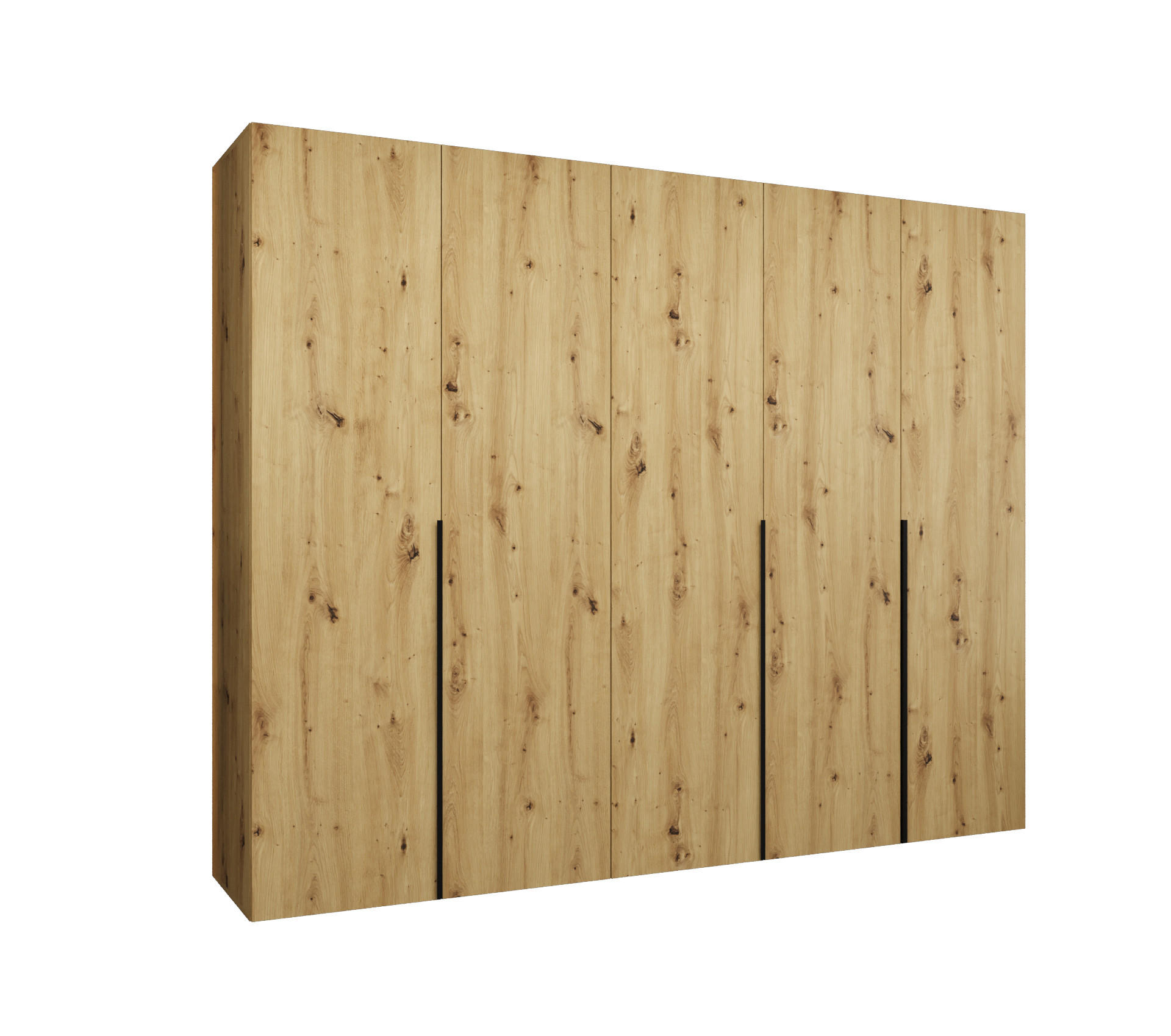 Abiks Möbel Drehtürenschrank Eiche Artisan, Schwarz 250x202x52 cm