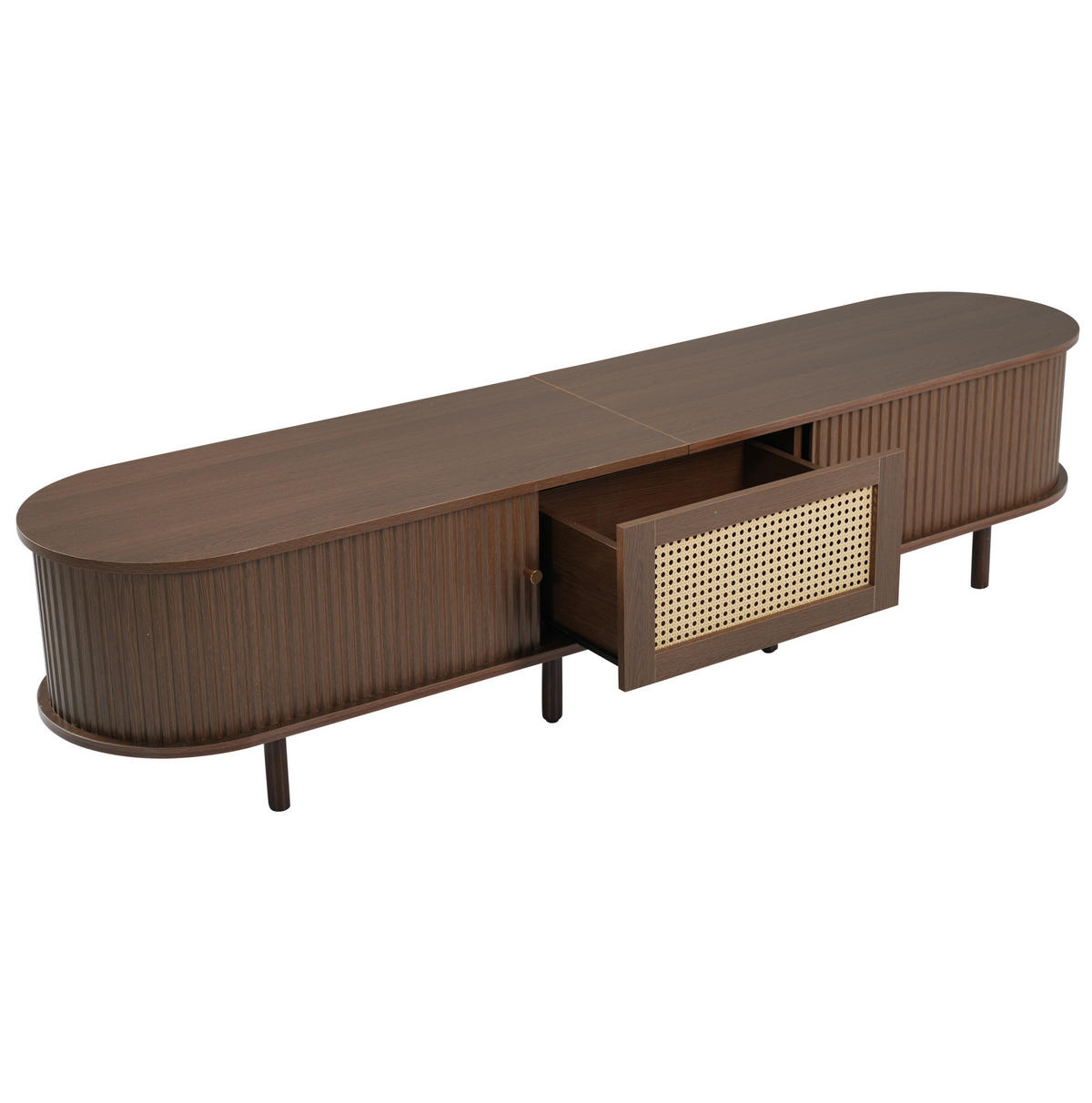 TV-ELEMENT mit Schublade und 2 Schiebetüren 180 x 40 cm MDF dunkle Walnussfarbe - Braun, Holzwerkstoff (40/40/180cm) - Beauniv
