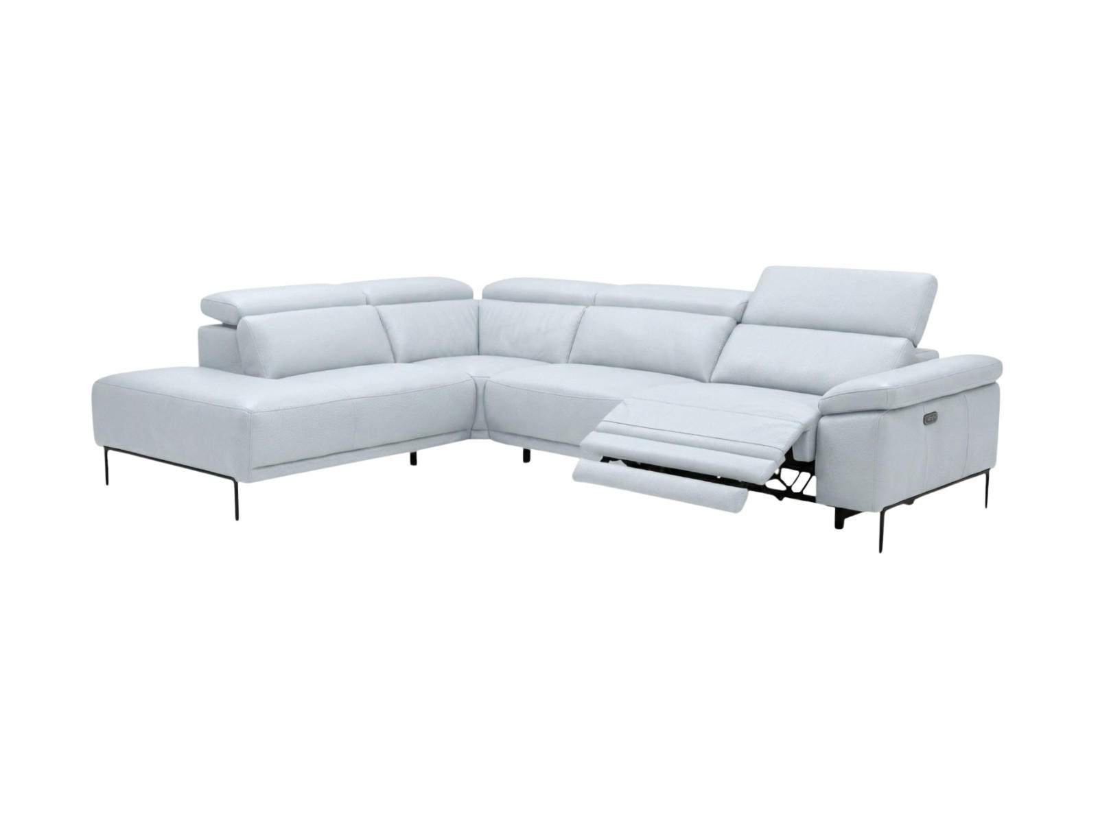 ECKSOFA Fiesta Echtleder mit 1 x Relaxfunktion Weiß - Weiß, Leder/Metall (220/282cm)