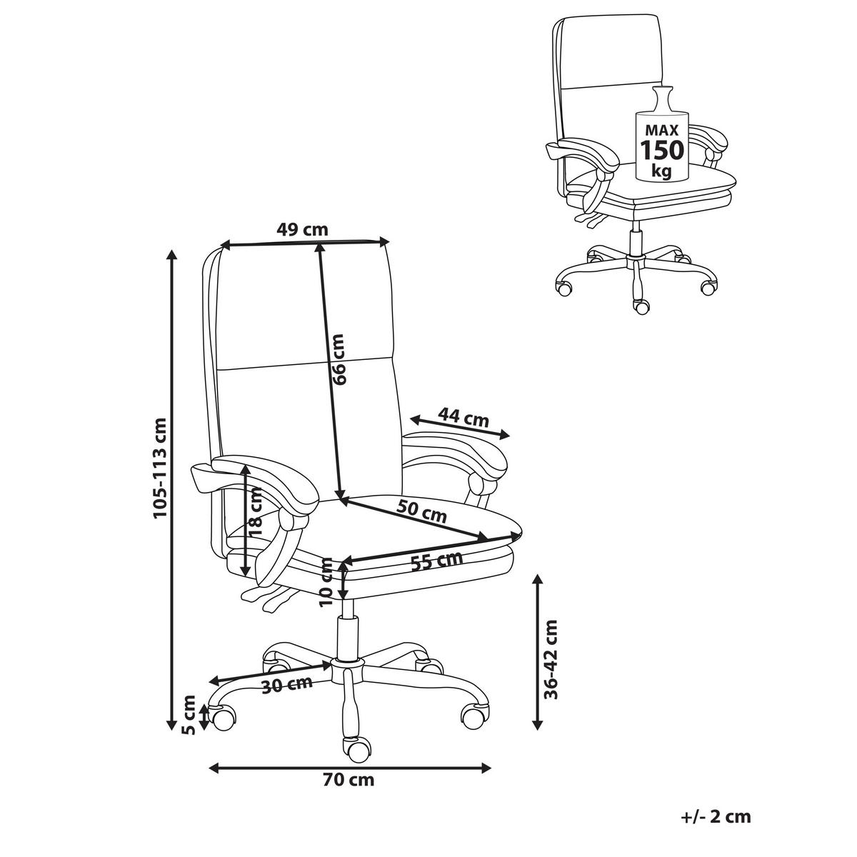 CHEFSESSEL Braun Serene - Schwarz/Braun, Kunststoff (70/105/70cm) - Beliani
